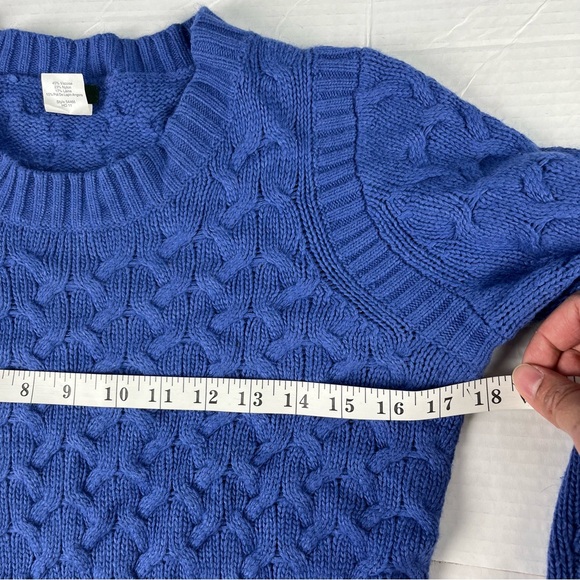 J. Crew Women Sz XS Sweater Honeycomb Cable Knit Wool Angora Blend Preppy Blue - Picture 6 of 9